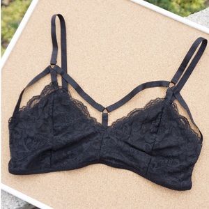 Black Floral Caged Bralette